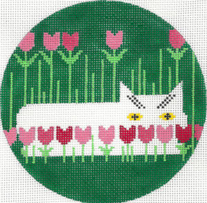 Spring Creeper Round Canvas - KC Needlepoint