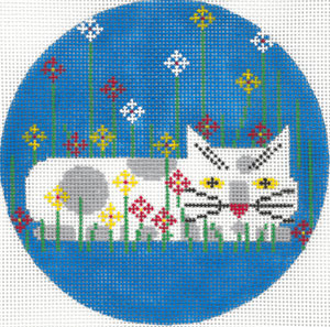 Summer Gardener Round Canvas - KC Needlepoint