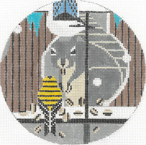 Squirrel and Finch Round Canvas - KC Needlepoint