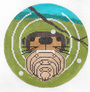 Edge of Appalachia Otter Round Canvas - KC Needlepoint