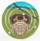 Edge of Appalachia Otter Round Canvas - KC Needlepoint