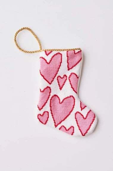 Finished Bauble Stocking: I Love You More Than Hearts - KC Needlepoint