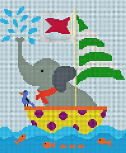 Elephant in a Boat Tooth Fairy Pillow Canvas - KC Needlepoint