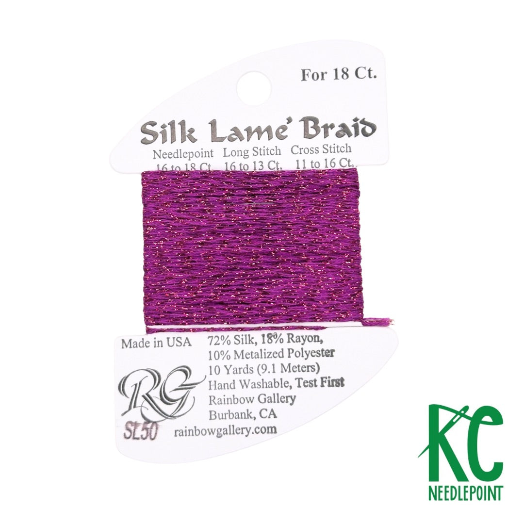 Silk Lamé Braid SL50 Fuchsia - KC Needlepoint
