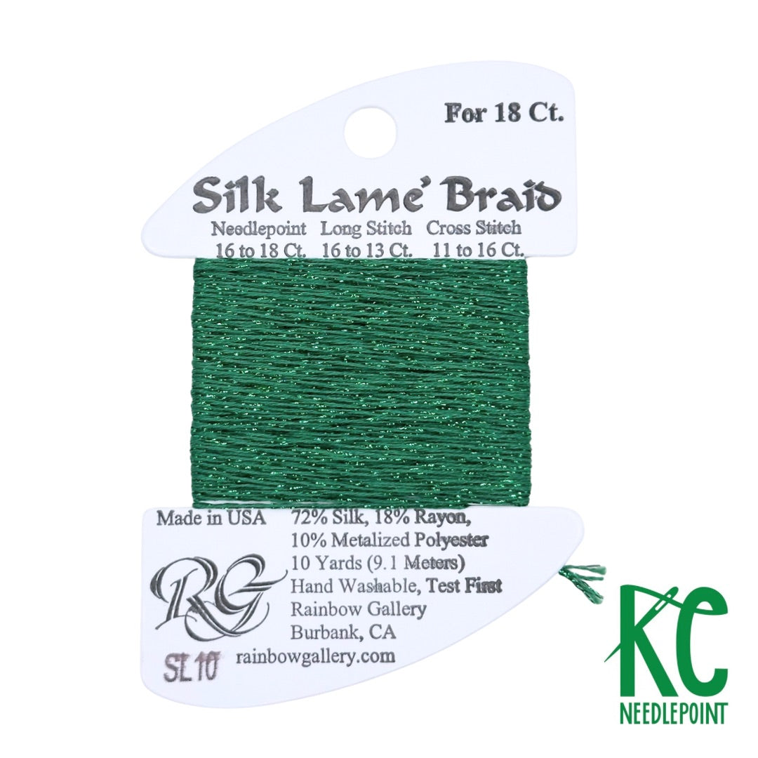 Silk Lamé Braid SL10 Green - KC Needlepoint