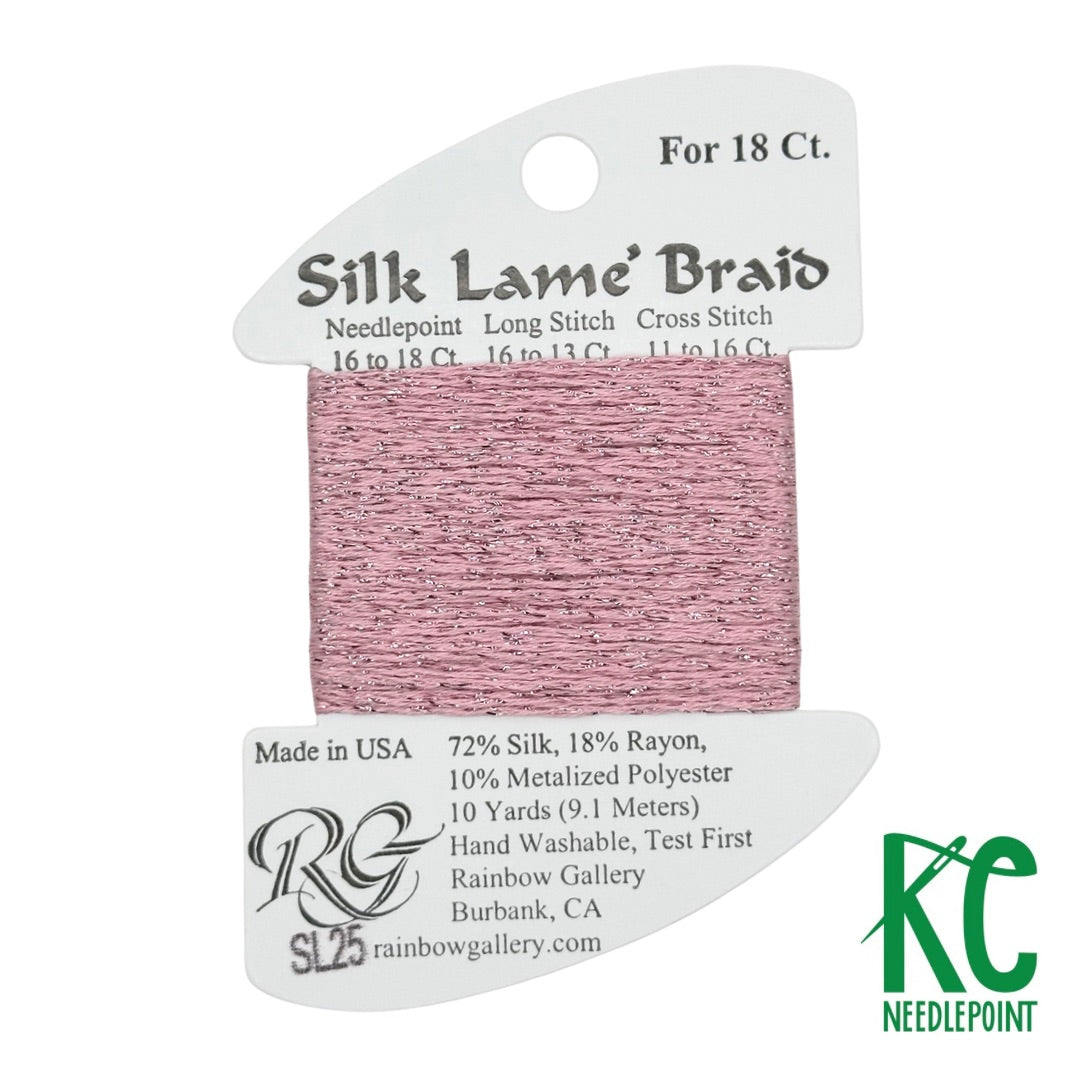 Silk Lamé Braid SL25 Rose Pink - KC Needlepoint