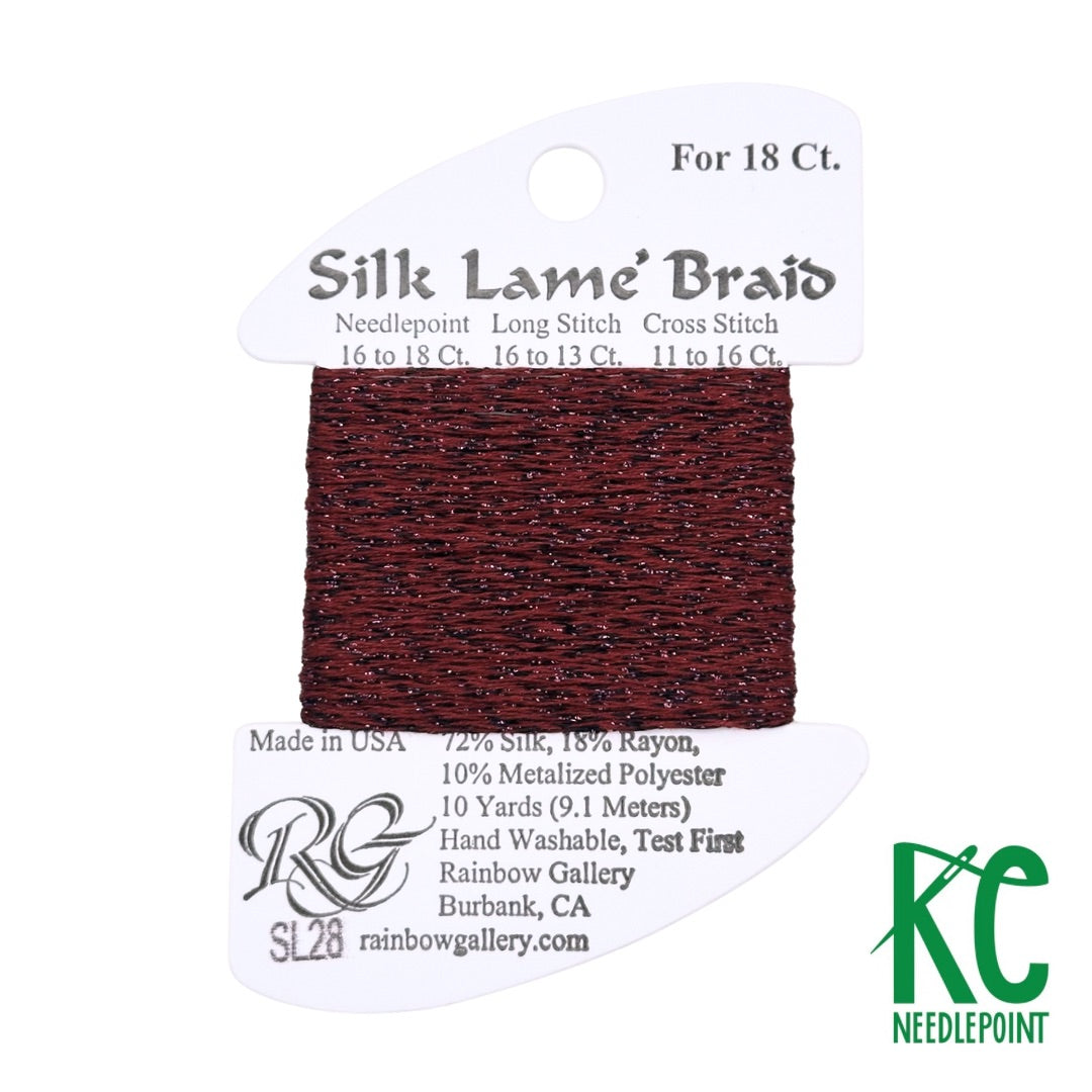 ☆ Silk Line・シルク Simms・ORVIS・HARDY・ホイットレー Silk Lamé Braid SL28 Raspberry – KC Needlepoint
