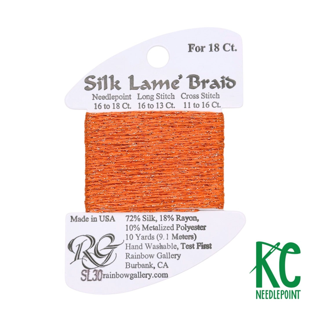 Silk Lamé Braid SL30 Orange - KC Needlepoint