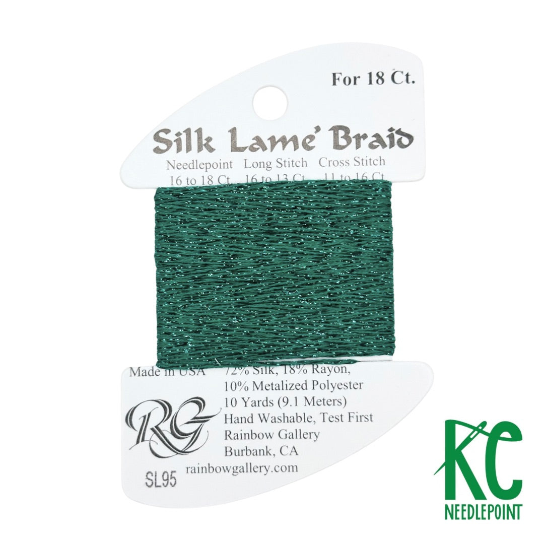 Silk Lamé Braid SL95 Medium Christmas Green - KC Needlepoint