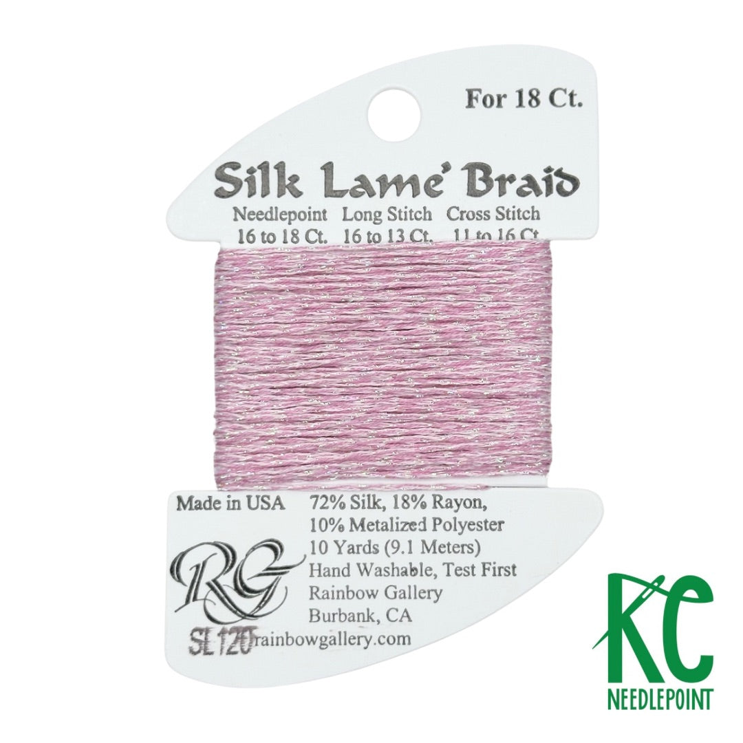 Silk Lamé Braid SL120 Light Raspberry - KC Needlepoint