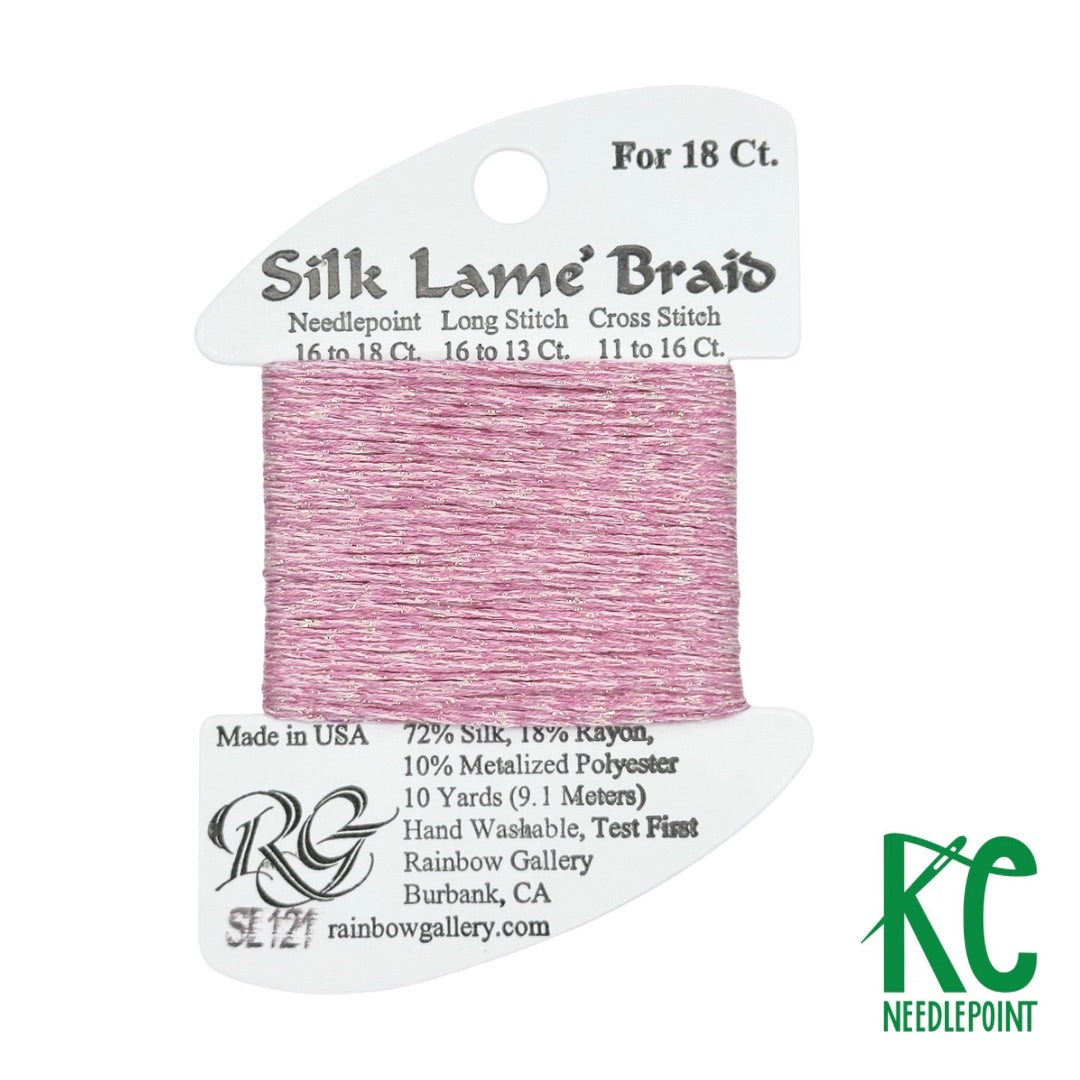 Silk Lamé Braid SL121 Medium Raspberry - KC Needlepoint