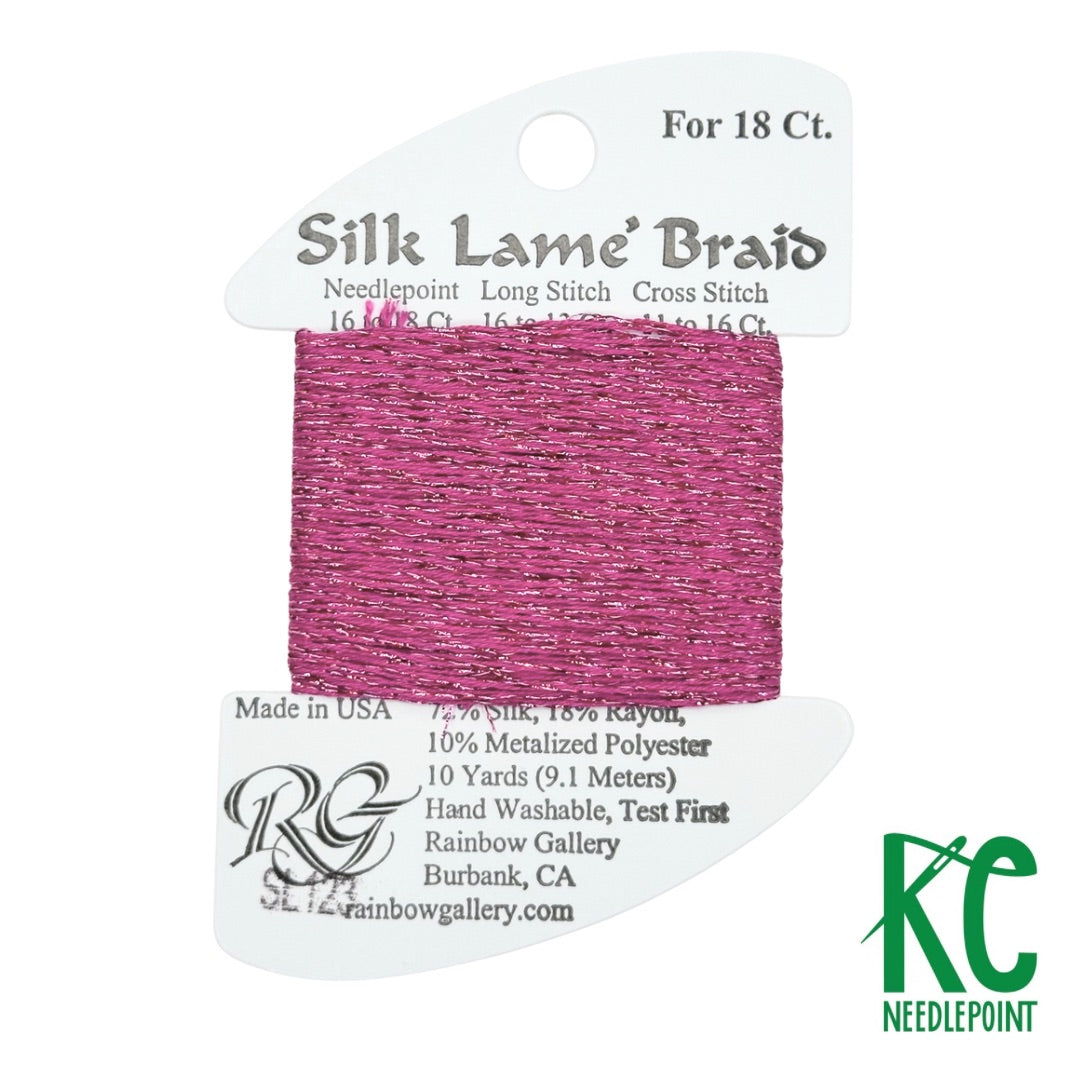 Silk Lamé Braid SL123 Dark Hot Pink - KC Needlepoint