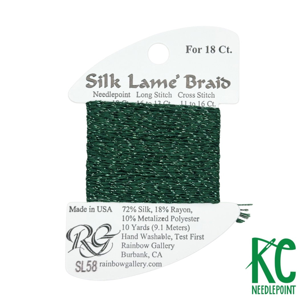 Silk Lamé Braid SL58 Dark Christmas Green - KC Needlepoint