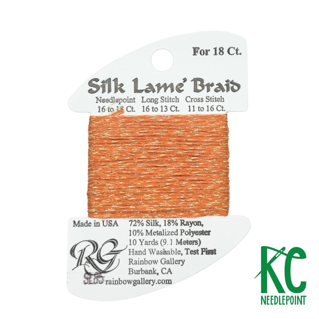 Silk Lamé Braid SL85 Tangerine - KC Needlepoint