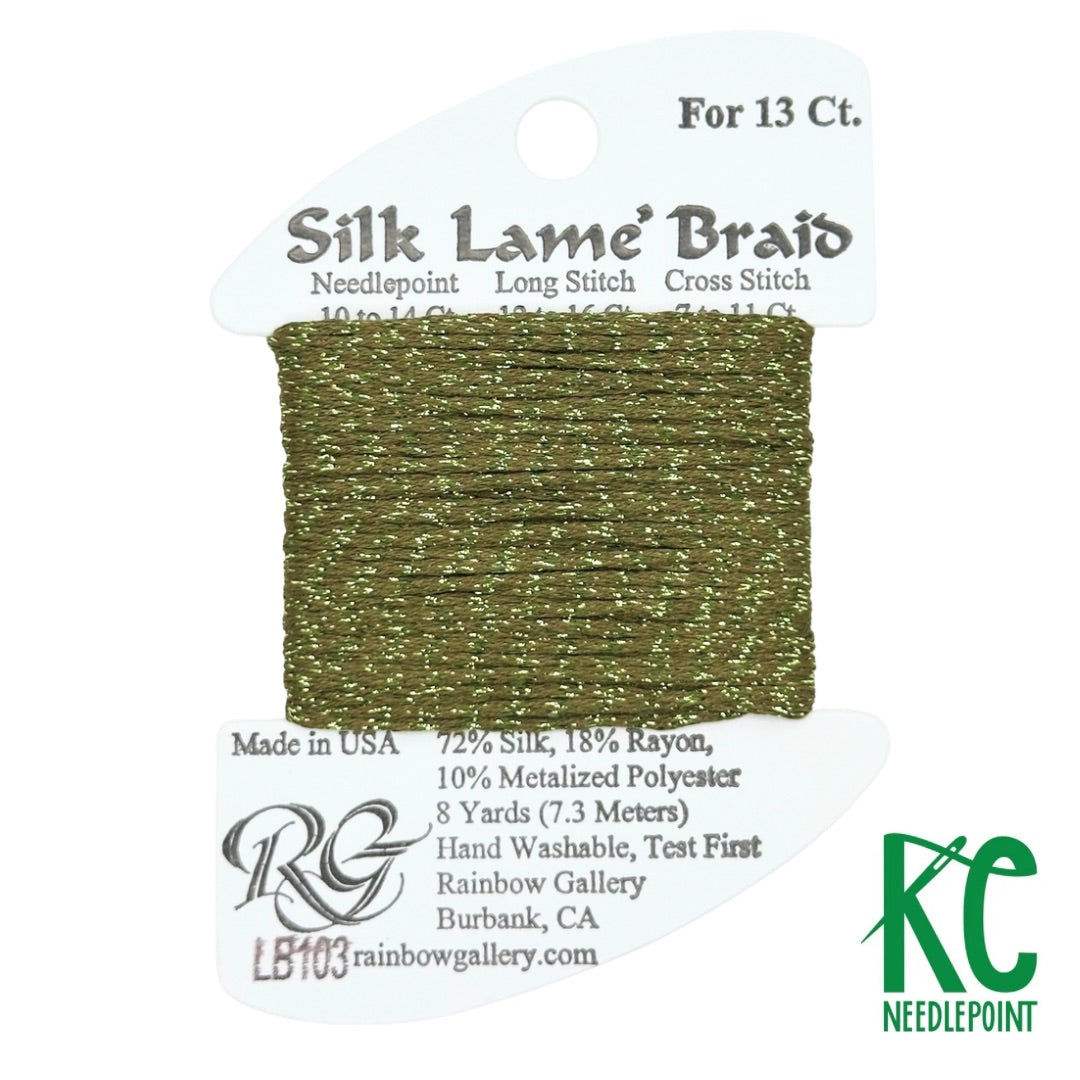 Silk Lamé Braid LB103 Olive - KC Needlepoint
