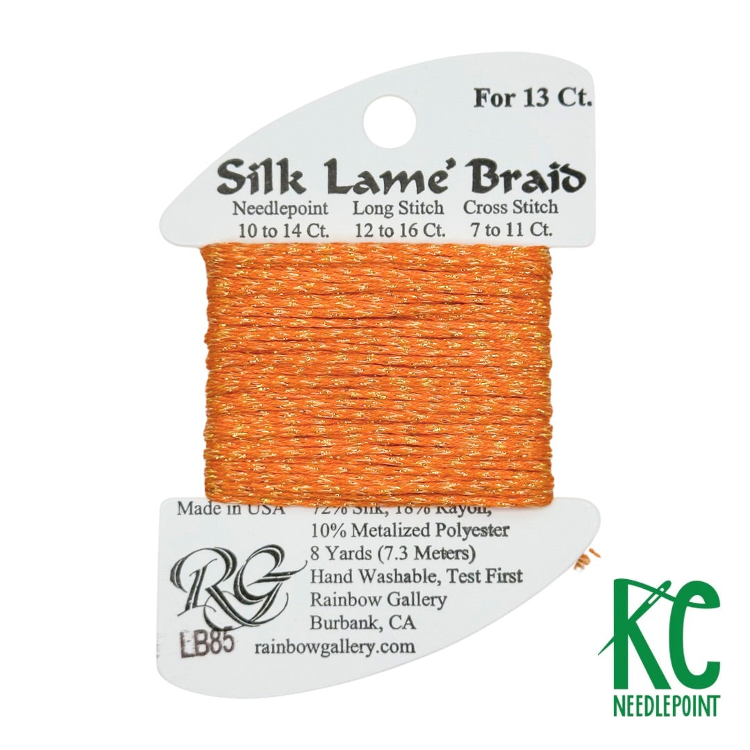 Silk Lamé Braid LB85 Tangerine - KC Needlepoint