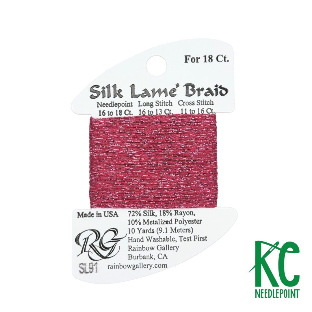 Silk Lamé Braid SL91 Dark Raspberry - KC Needlepoint