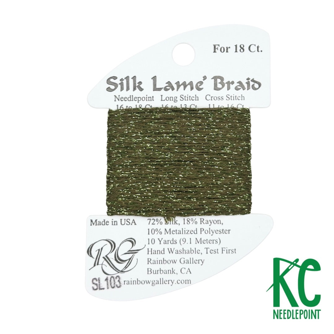 Silk Lamé Braid SL103 Olive - KC Needlepoint