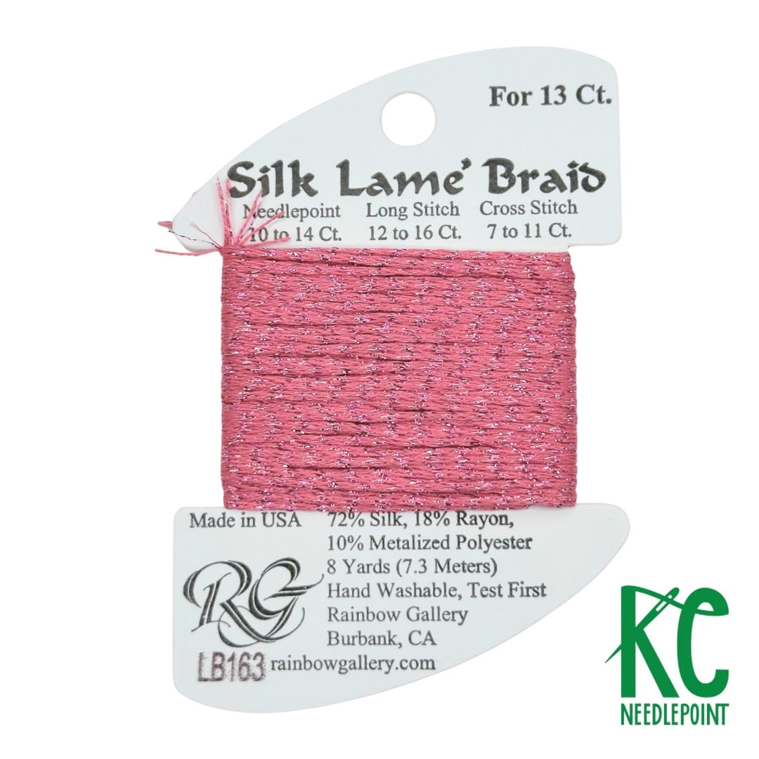Silk Lamé Braid LB163 Medium Rose - KC Needlepoint