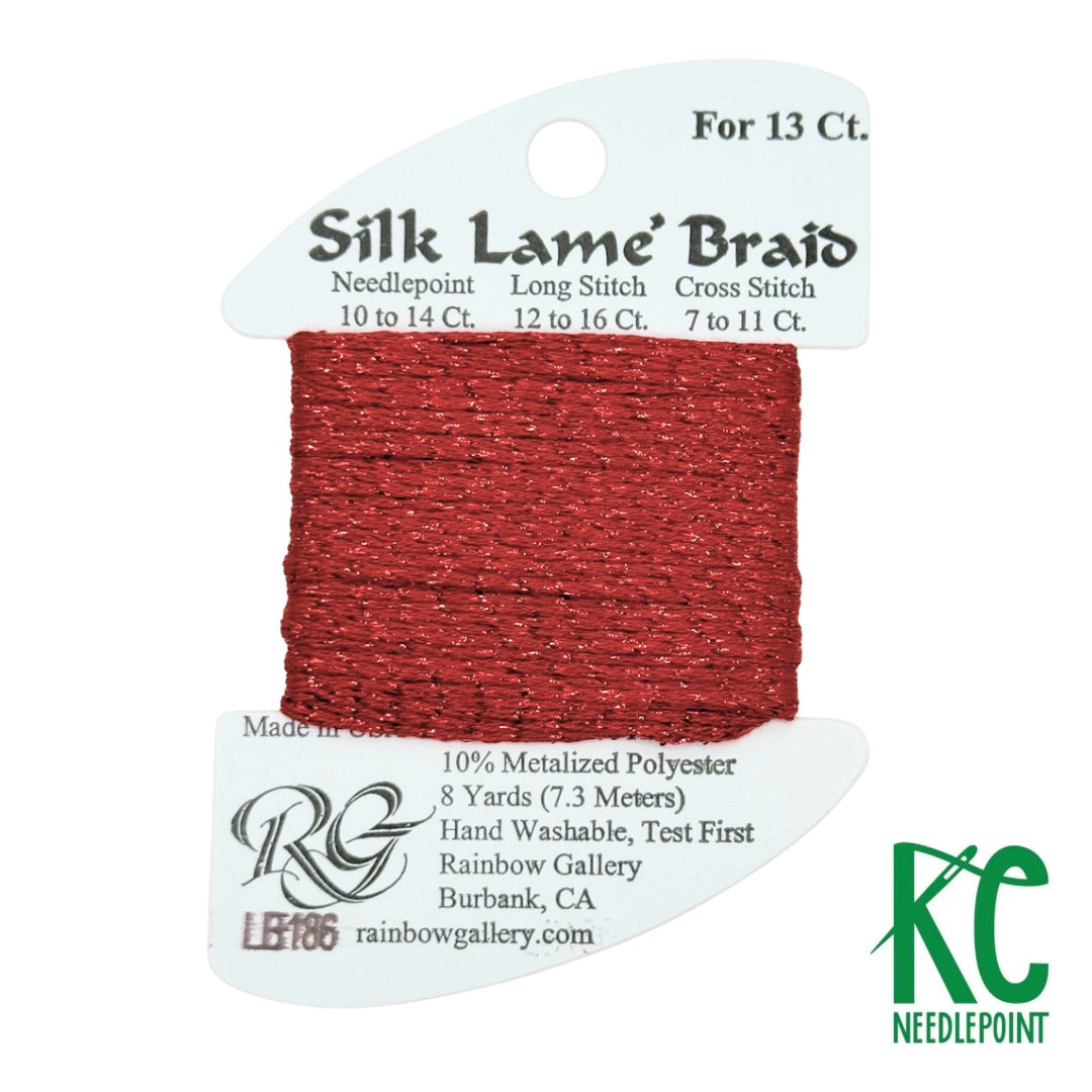 Silk Lamé Braid LB186 Fiery Red - KC Needlepoint