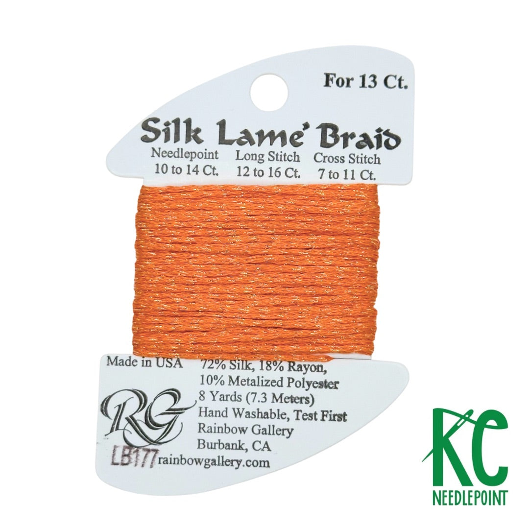 Silk Lamé Braid LB177 Orange Pop - KC Needlepoint