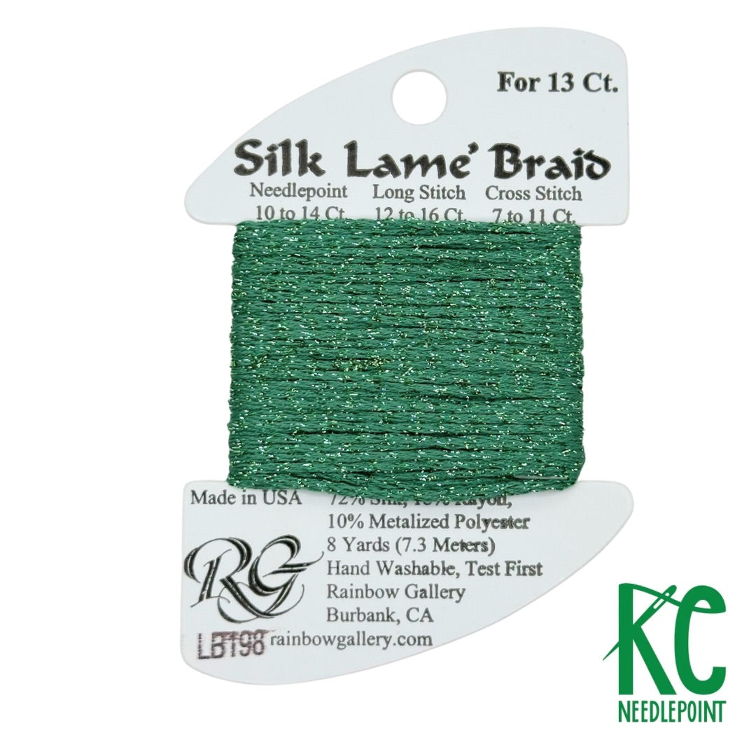 Silk Lamé Braid LB198 Green - KC Needlepoint
