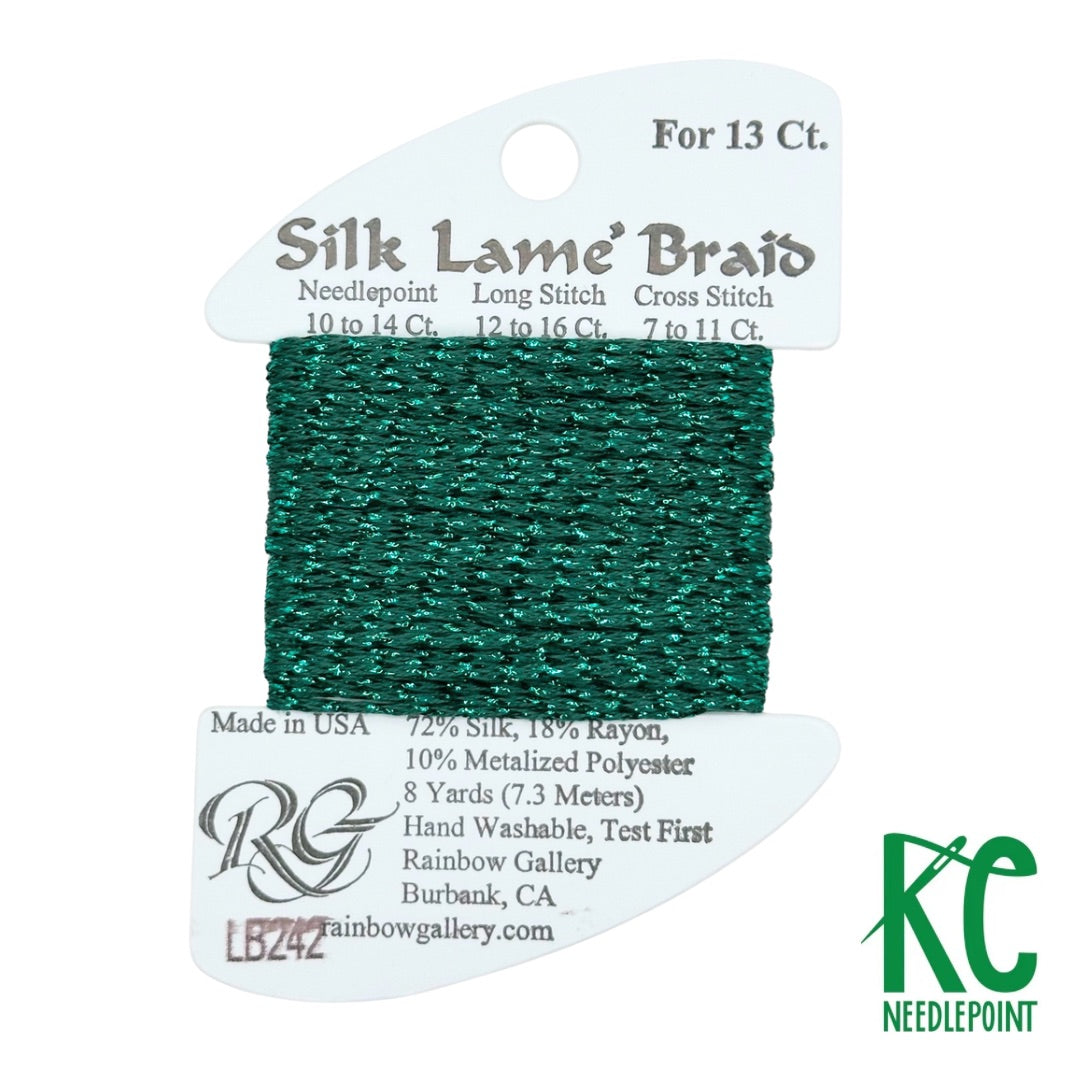 Silk Lamé Braid LB242 Peacock Green - KC Needlepoint