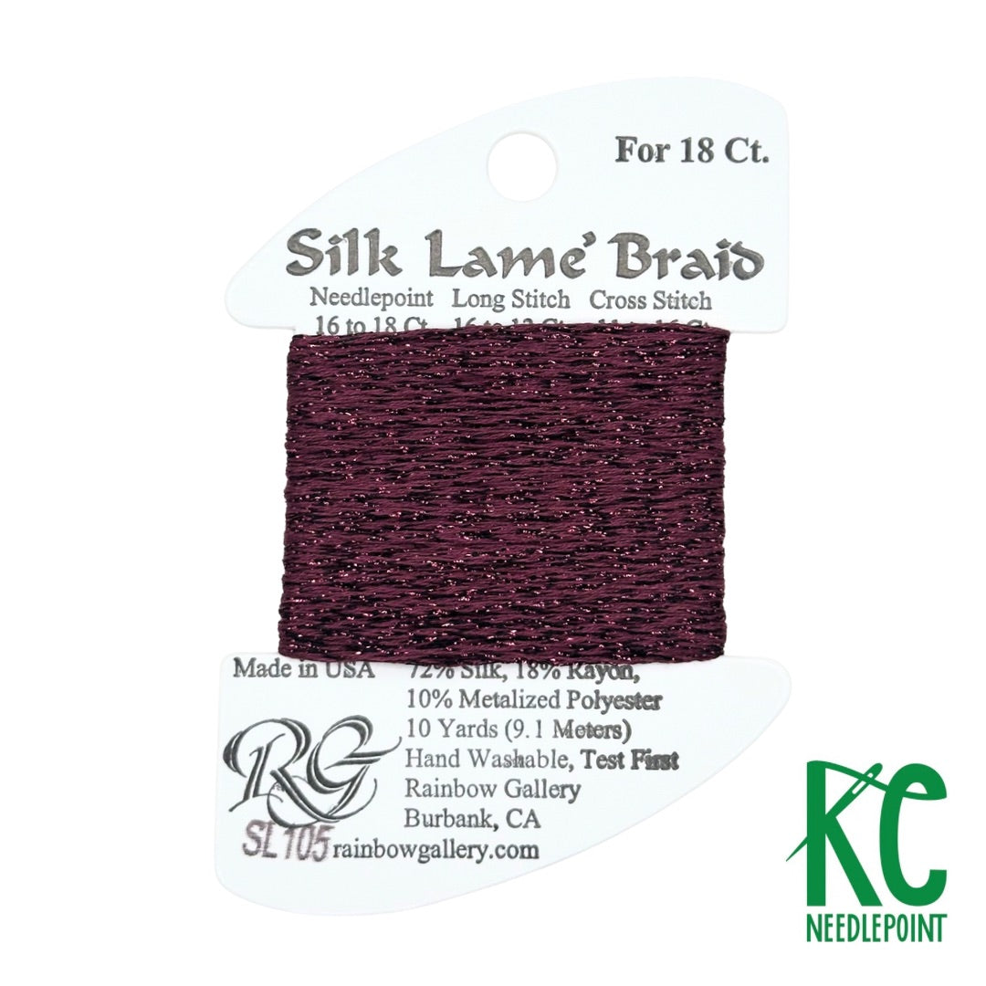 Silk Lamé Braid SL105 Wine - KC Needlepoint