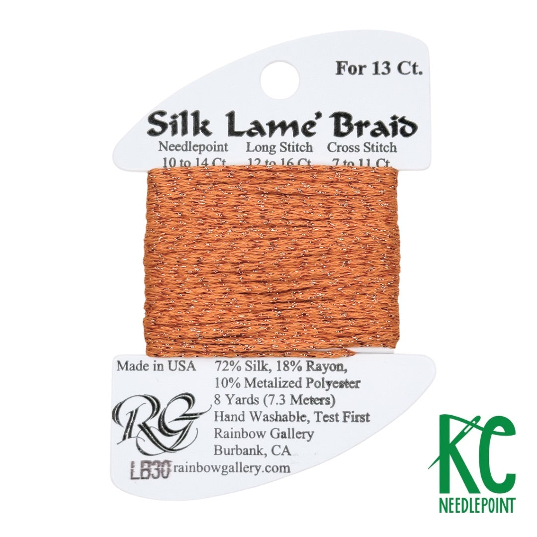 Silk Lamé Braid LB30 Orange - KC Needlepoint
