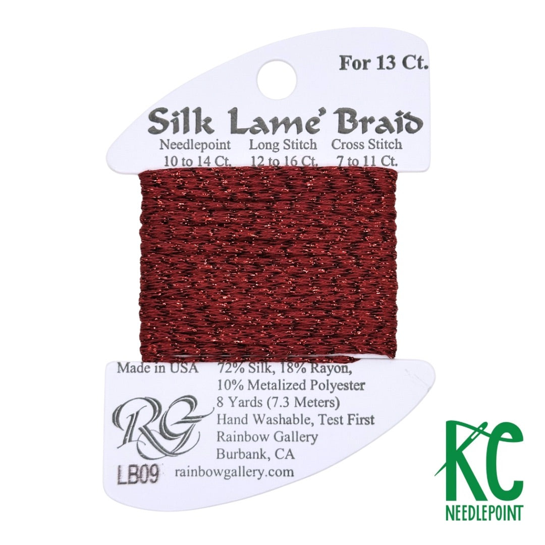 Silk Lamé Braid LB09 Dark Red - KC Needlepoint