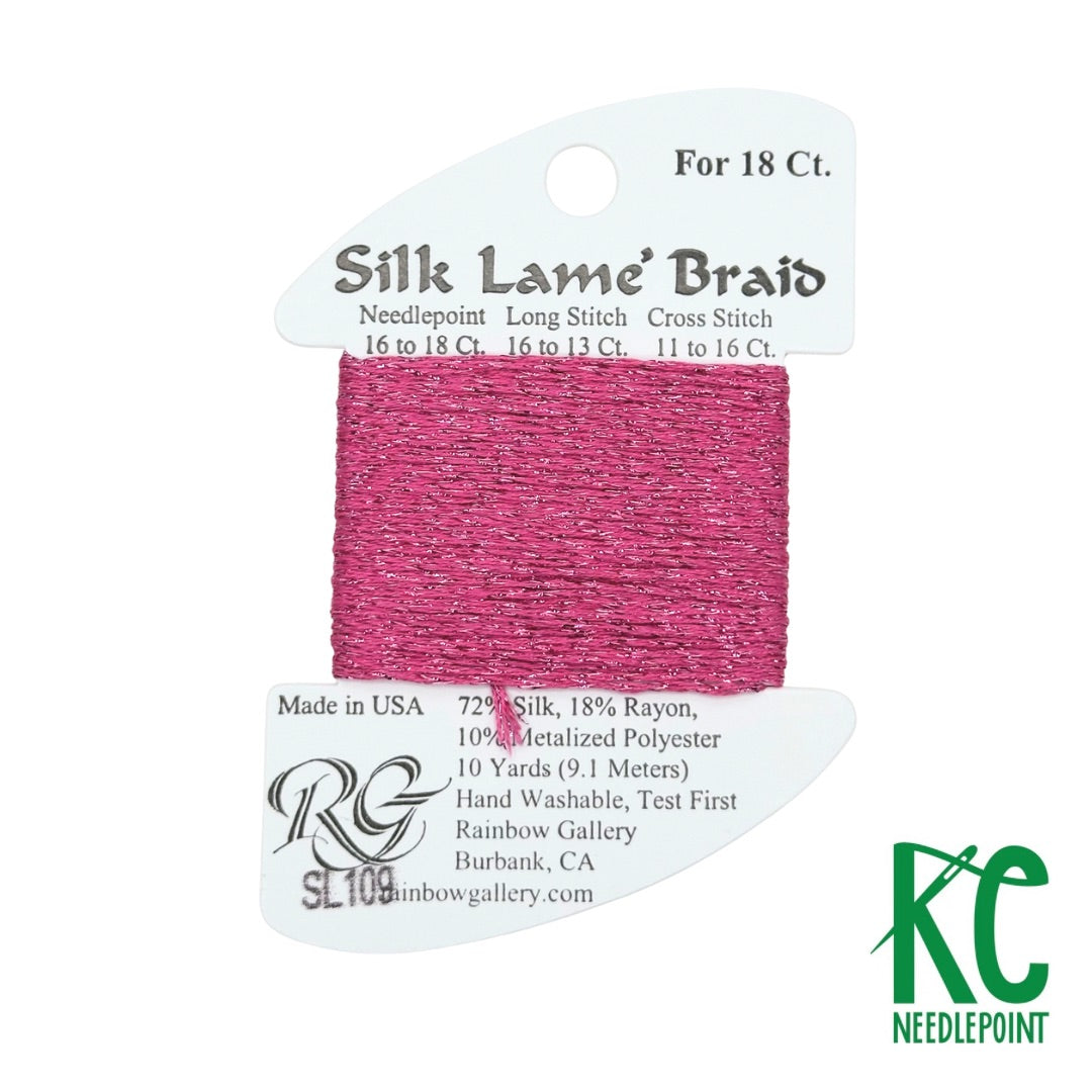 SHARE SPIRIT MARIA SILK TK シルク素材 ピストルズ Silk Lamé Braid SL109 Med Raspberry – KC Needlepoint