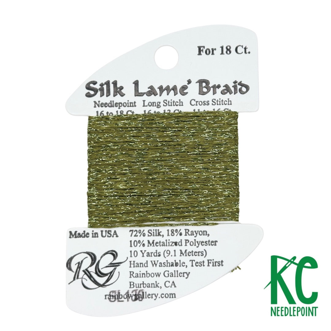 Silk Lamé Braid SL130 Moss - KC Needlepoint