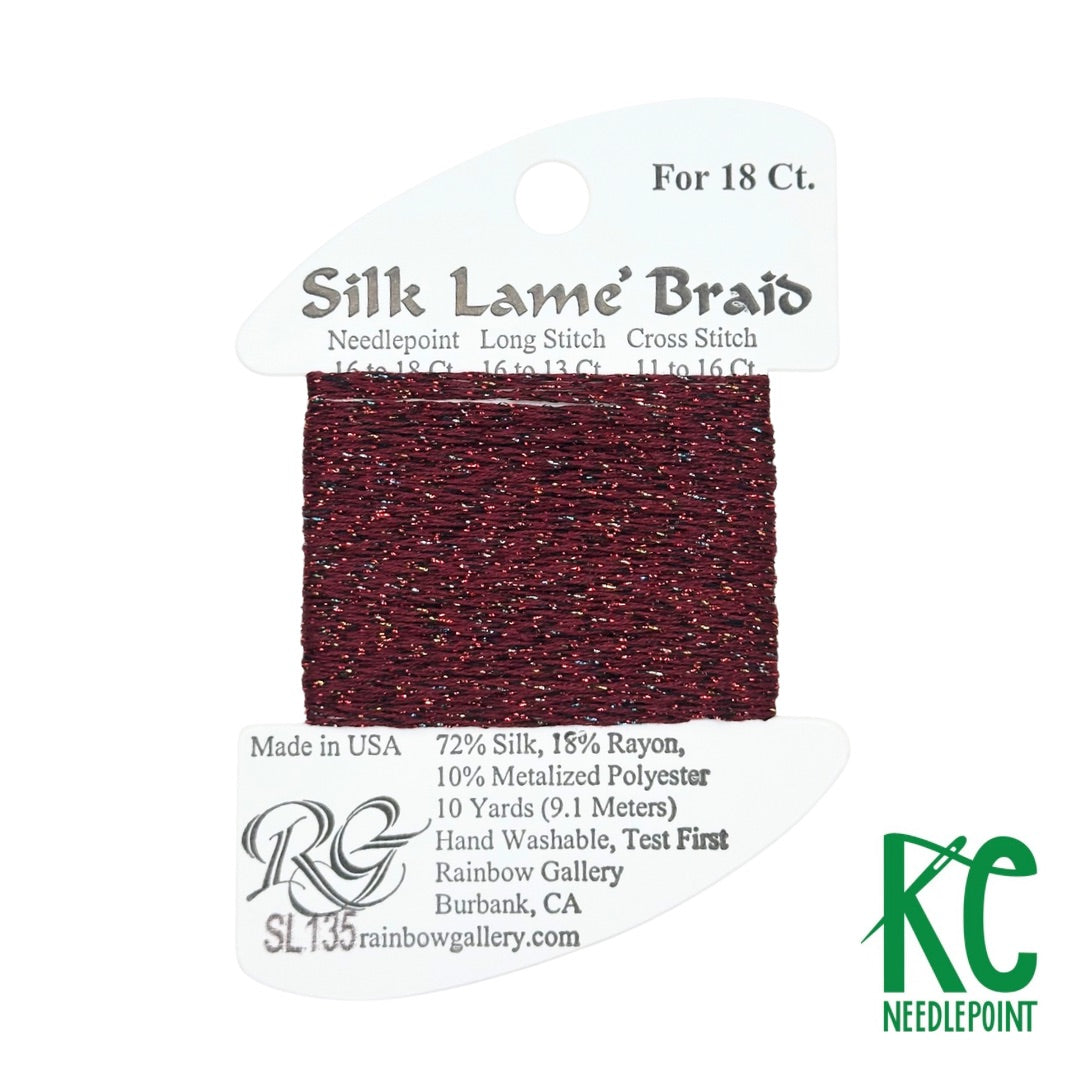 Silk Lamé Braid SL135 Red Sparkle - KC Needlepoint