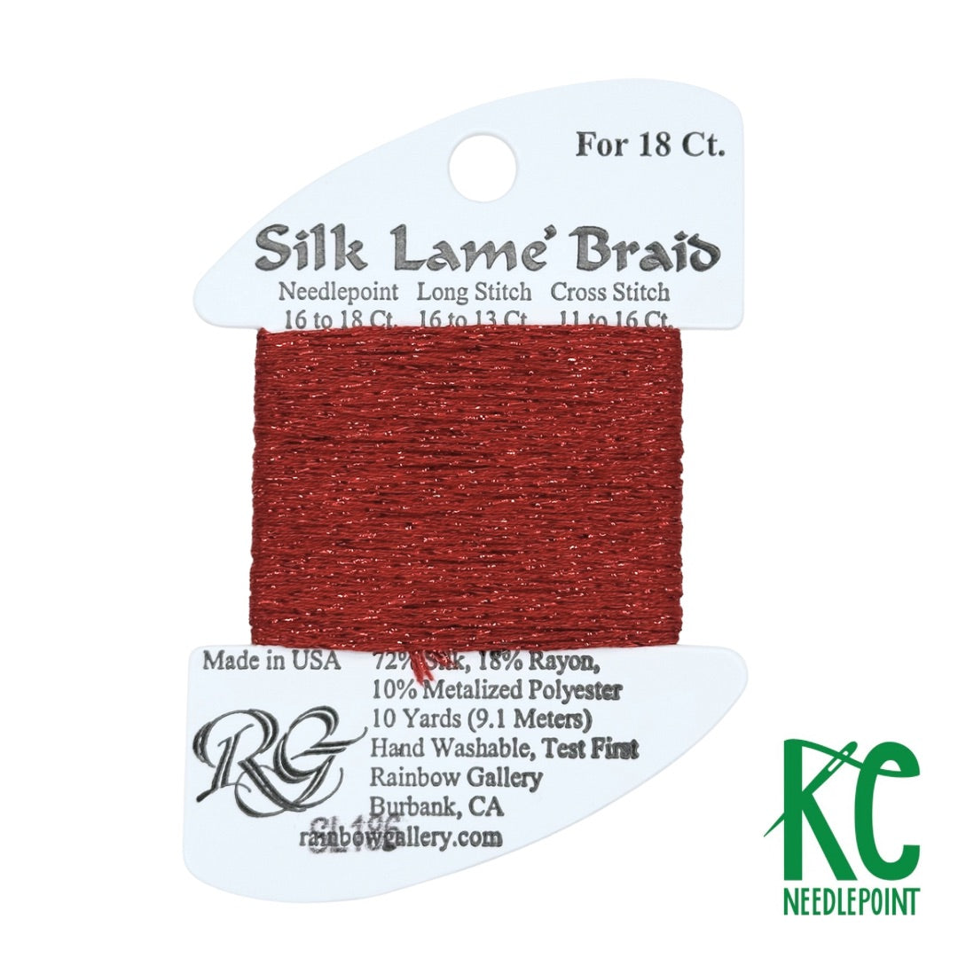 Silk Lamé Braid SL186 Fiery Red - KC Needlepoint