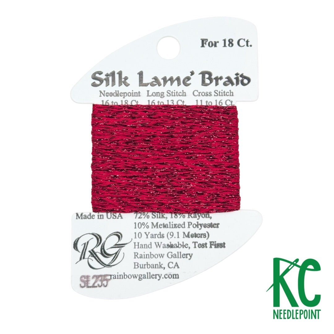 Silk Lamé Braid SL235 Flame Scarlet - KC Needlepoint