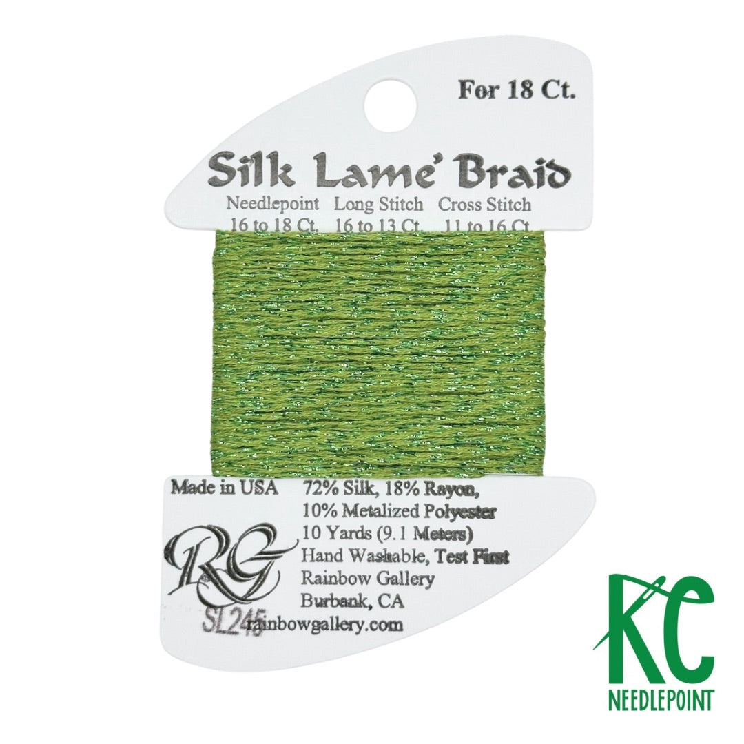 Silk Lamé Braid SL245 Green Banana - KC Needlepoint