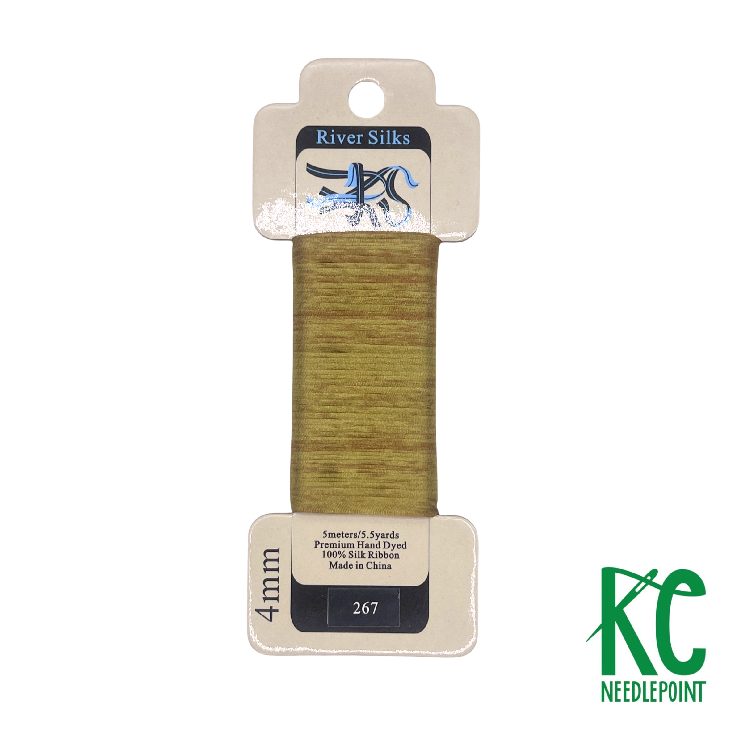 Silk Ribbon 4mm 267 Overdyed Olive - KC Needlepoint