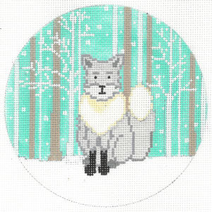 Silver Snow Fox Canvas - KC Needlepoint