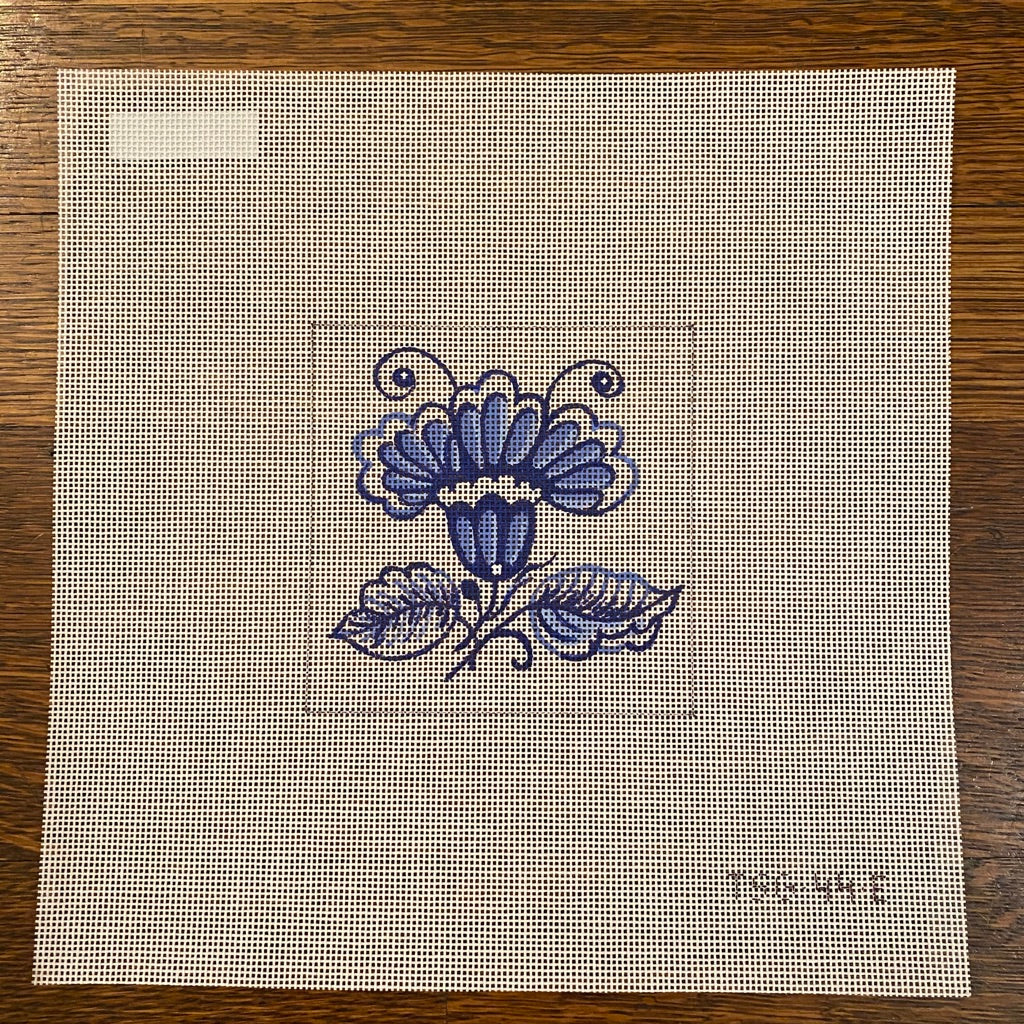 Iris Delft Tile Needlepoint Canvas - needlepoint