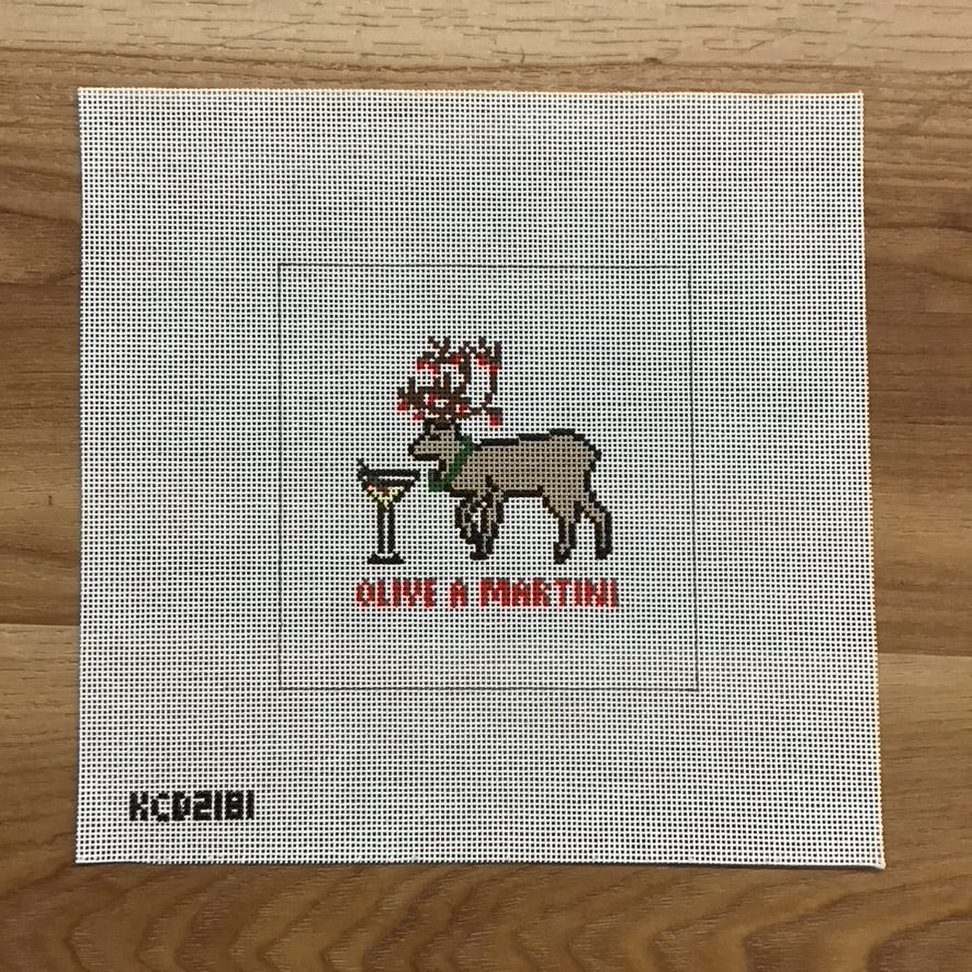 Olive A Martini Square Canvas - KC Needlepoint