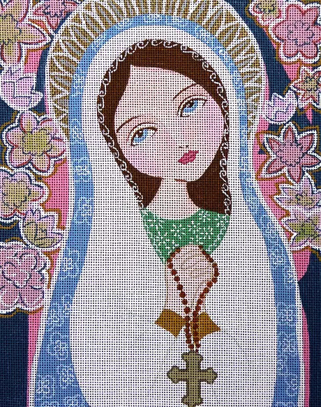 Rosary Mary Canvas - KC Needlepoint