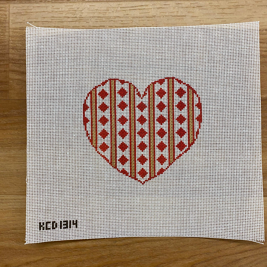 Heart with Diamonds Canvas - KC Needlepoint
