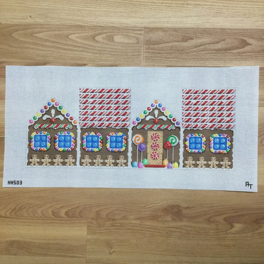 Candy Cane Roof Gingerbread House Canvas - KC Needlepoint