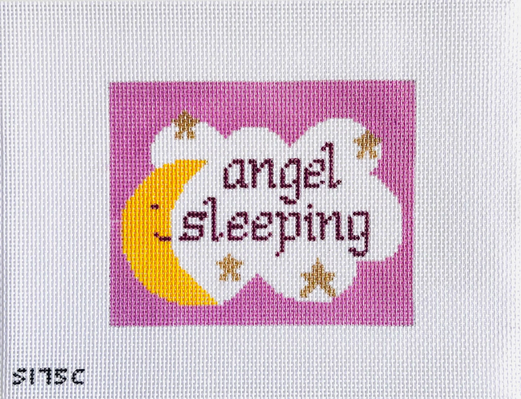 Angel Sleeping Pink Canvas - KC Needlepoint