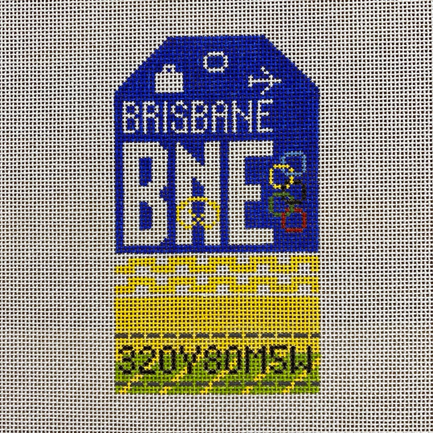 Brisbane Vintage Travel Tag Canvas - KC Needlepoint
