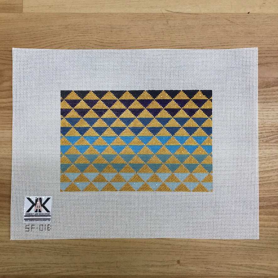 Ombre Triangles Blue Canvas - needlepoint
