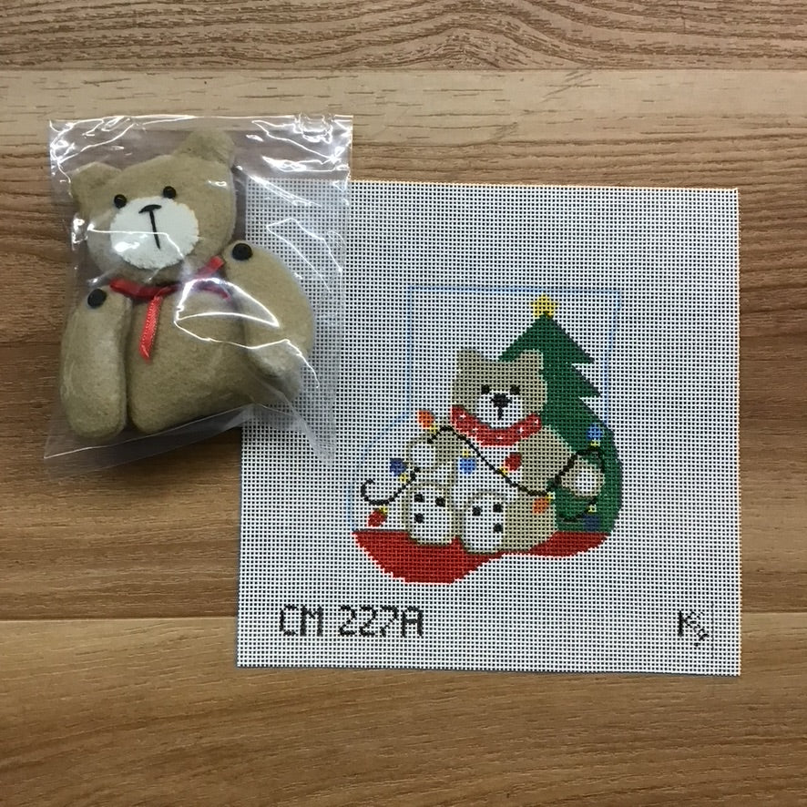 Teddy Bear with Bear Mini Sock Canvas - KC Needlepoint