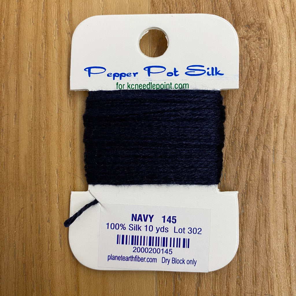 Pepper Pot Silk Card 145 Navy - KC Needlepoint