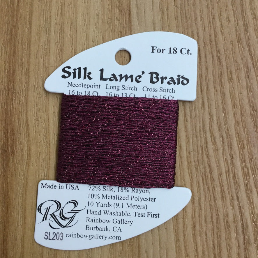 Silk Lamé Braid SL203 Magenta Purple - needlepoint