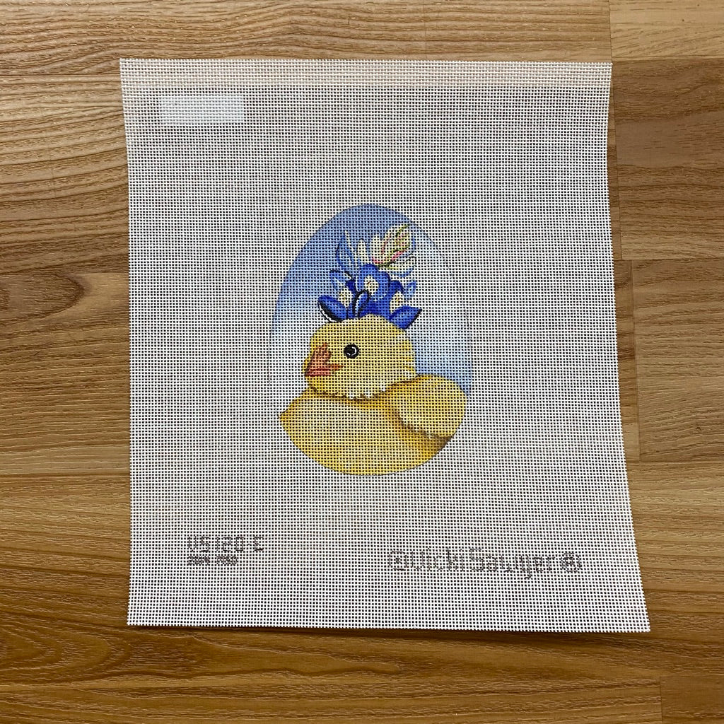 Blue Bonnet Chick Egg Needlepoint Canvas - needlepoint
